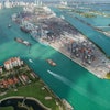 An aerial view of PortMiami's recently completed deep dredge project that makes the port the only global trade hub south of Virginia capable of handling post-Panamax ships.