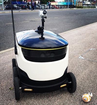 The little robots, which are designed to operate on sidewalks rather than roads, make deliveries within a two- to three-mile radius. They can carry loads weighing as much as 20 pounds, at speeds of up to four miles per hour.