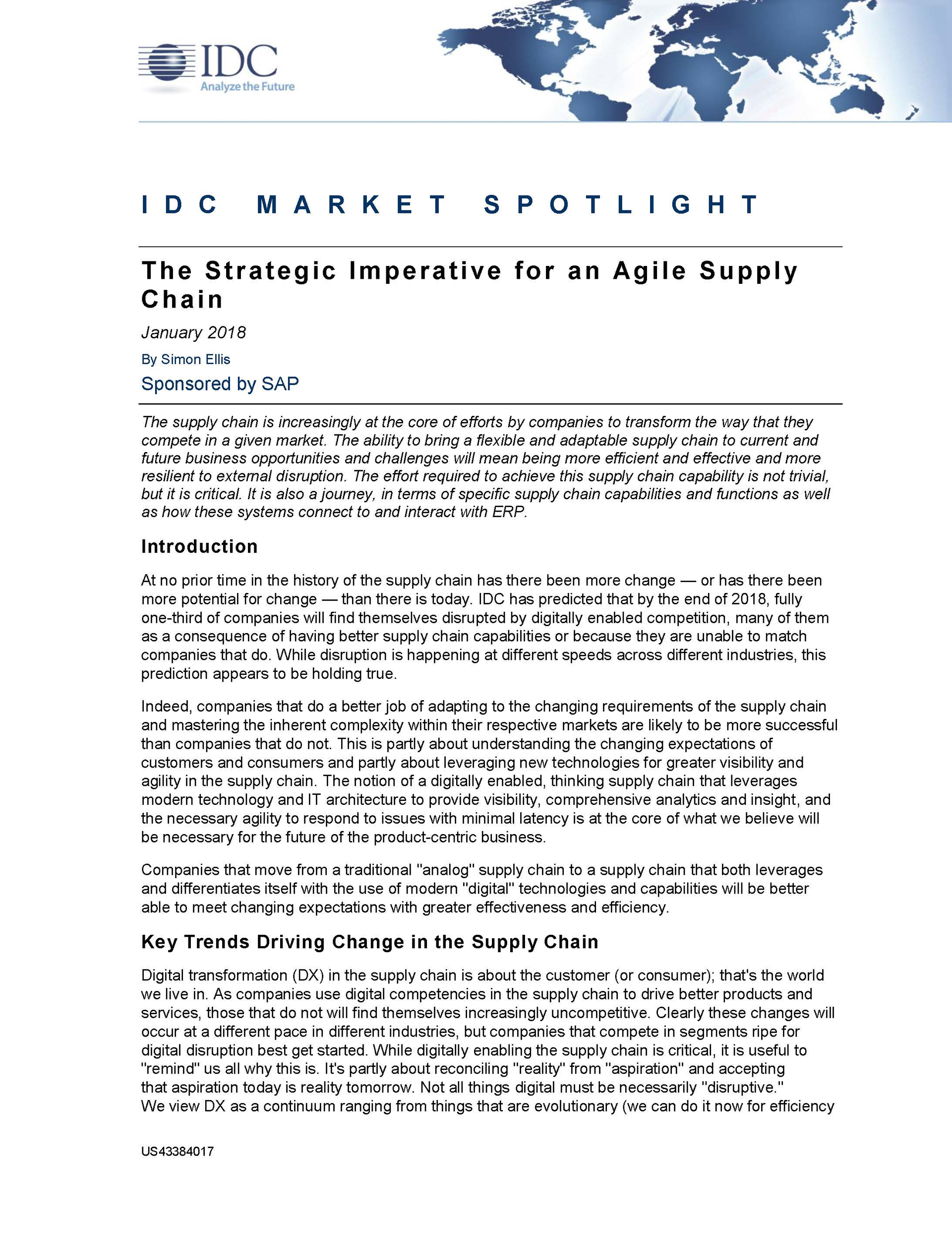 The Strategic Imperative Of The Agile Supply Chain Idc Research Page 1