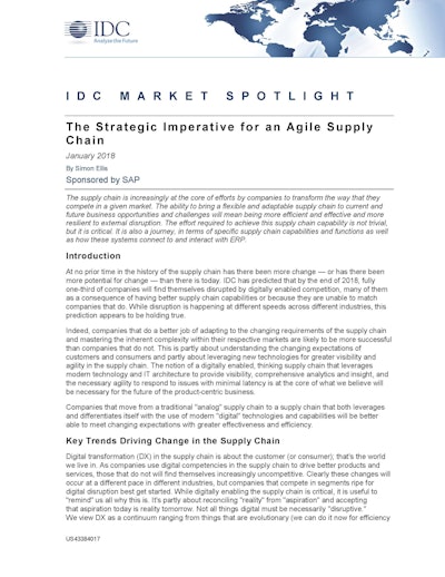 The Strategic Imperative Of The Agile Supply Chain Idc Research Page 1
