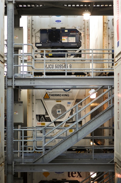 Reefer containers stacked at the Port of Savannah.