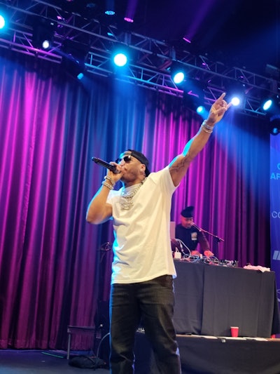 Front row at Nelly concert during Manifest's wrap party. At Brooklyn Bowl.