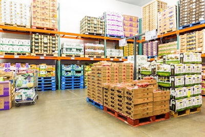 Fresh produce seen in a cold room at a Costco.