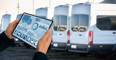 Digital tablet used for fleet tracking data.