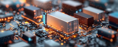 Shipping networks connected by technology.