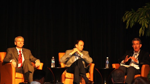 (left to right) Scott Mason, Stepan Company; Steve Sigrist, Newell Rubbermaid; and David Ecklund, The University of Tennessee discuss the future of supply chain and logistics at SCOPE Spring 2012.