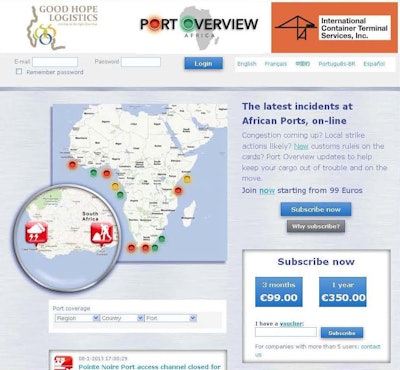 Port Overview allows all parties involved in international trade to and from Africa to obtain information on the status of African ports.