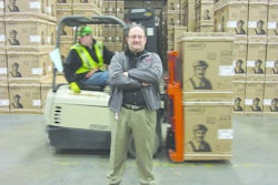 Pro To Know of the Year Keith Nash watches HVAC units move around a Lennox warehouse.