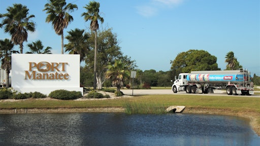 One of dozens of tanker trucks per day enters Port Manatee to load fuel to supply RaceTrac Petroleum Inc. locations throughout Southwest Florida.