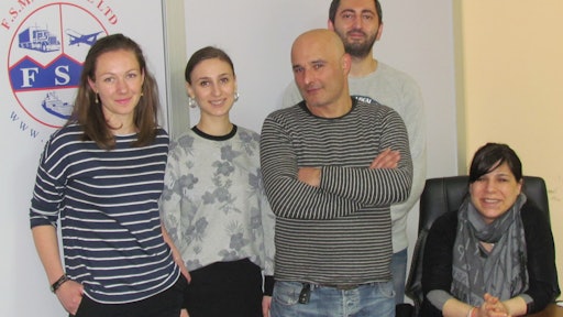 From left to right: Julia Artamonova, operations; Tamar Tvildiani, accounts; Pavle Chikhladze, customs and warehousing; David Bakuradze, customer service; and Nina Inasaridze, operations