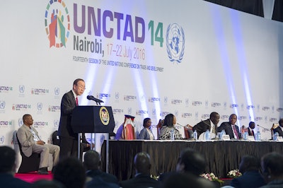 United Nations Secretary-General Ban Ki-moon at the Opening Ceremony of UNCTAD 14 in Nairobi on July 17, 2016.