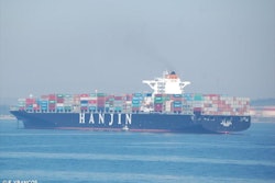 Truckers began moving freight from the Hanjin Greece (above), one of roughly a dozen of the company's ships destined for the U.S. West Coast, out of the port of Long Beach Monday.