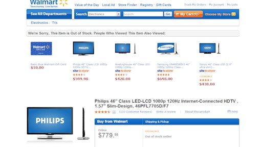 Items are being labeled as 'out of stock' if the consumer lives too far away from the distribution center its stored at.