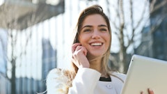 Woman In White Blazer Holding Tablet Computer 789822