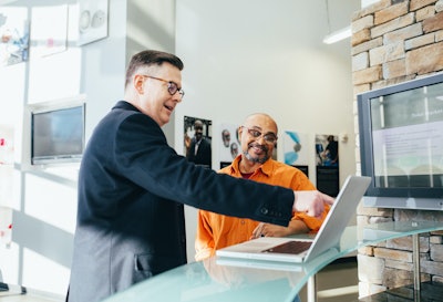 Man Pointing Laptop Computer 2182981