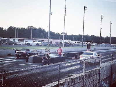 Conte participates in a drag race.