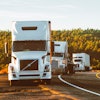 White Volvo Semi Truck On Side Of Road 2199293