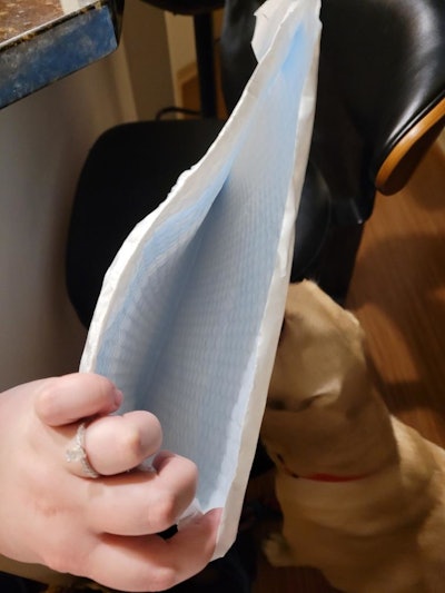 The packaging came opened and empty. My guess was that it wasn't sealed correctly before it left the warehouse. I don't know who received my face masks, but I hope they are happy.