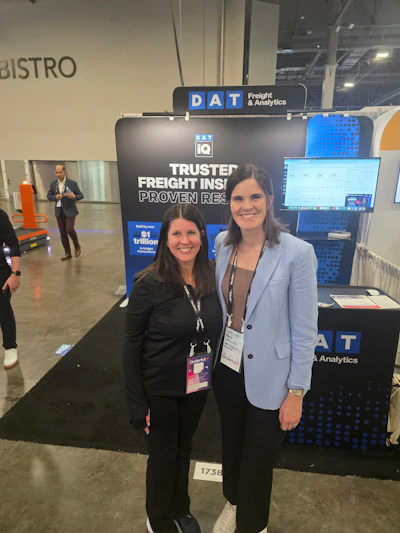 Editor-in-Chief Marina Mayer with Kary Jablonski, EVP, broker segment, Trucker Tools, and marketing, DAT Freight & Analytics.