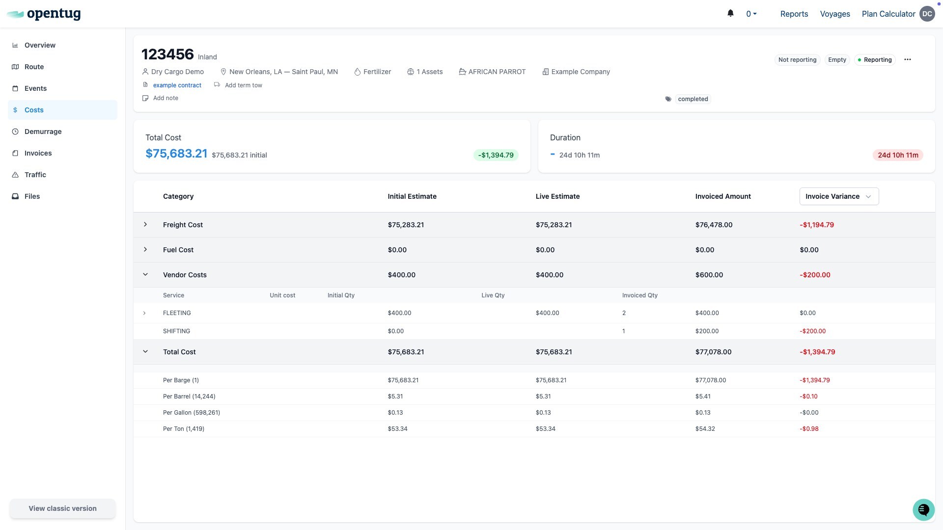 Open Tug Barge Os Invoice Intelligence