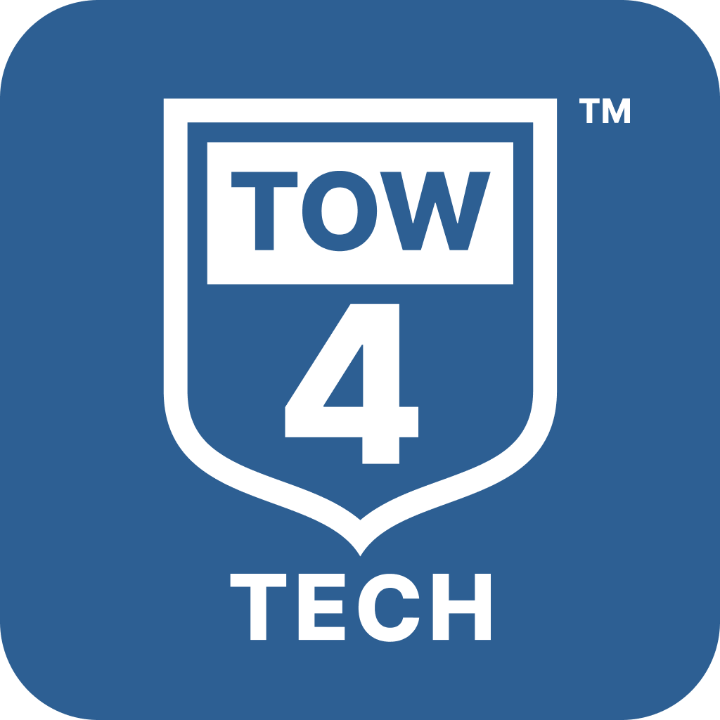 Tow4 Tech Main Logo White Blue Bg