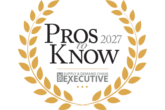 Pros to Know 2027 award badge from Supply & Demand Chain Executive featuring gold laurel wreaths