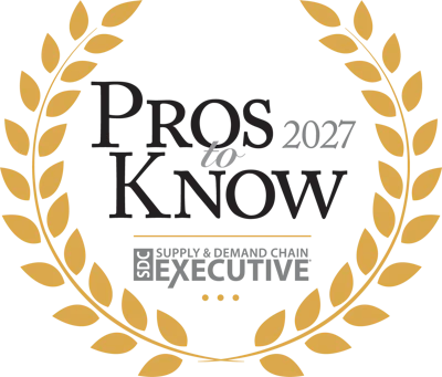 Pros to Know 2027 award badge by Supply & Demand Chain Executive with gold laurel wreath design