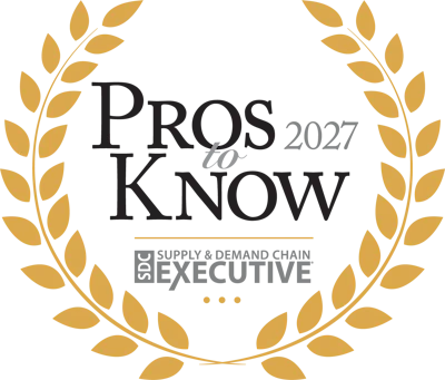 Pros to Know 2027 award badge by Supply & Demand Chain Executive with gold laurel wreath design