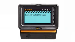 Crown dash cam displaying 'Correctly Exited the Truck' message on screen with Infolink branding
