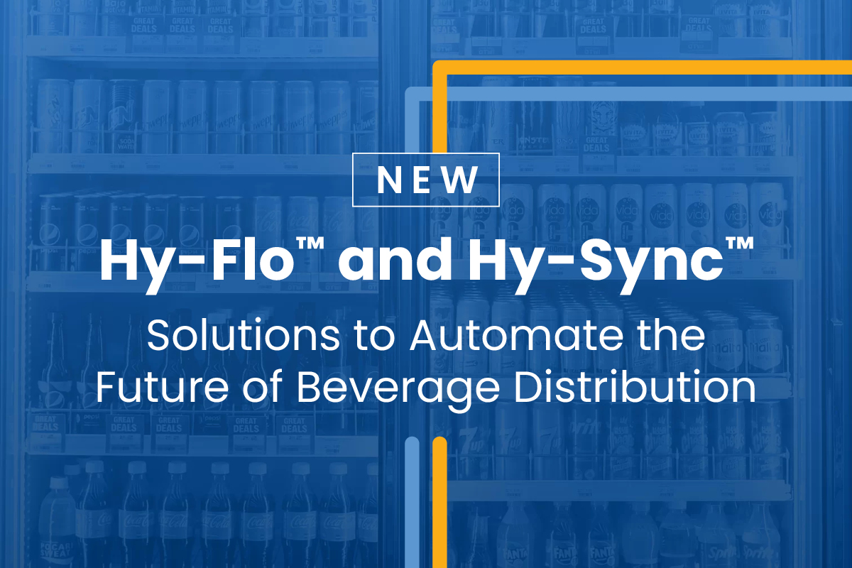 New Hy-Flo and Hy-Sync solutions for automating beverage distribution with warehouse background
