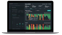 Samsara fleet management dashboard displaying battery health analytics with monthly charge distribution and threshold charts for vehicle diagnostics.
