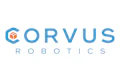 Corvus Robotics logo with blue text and orange geometric cube icon