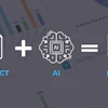 Infographic showing Contract plus AI equals Insights, with icons and data charts background