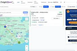 FreightView logistics dashboard displaying interactive map with freight tracking and shipment management interface