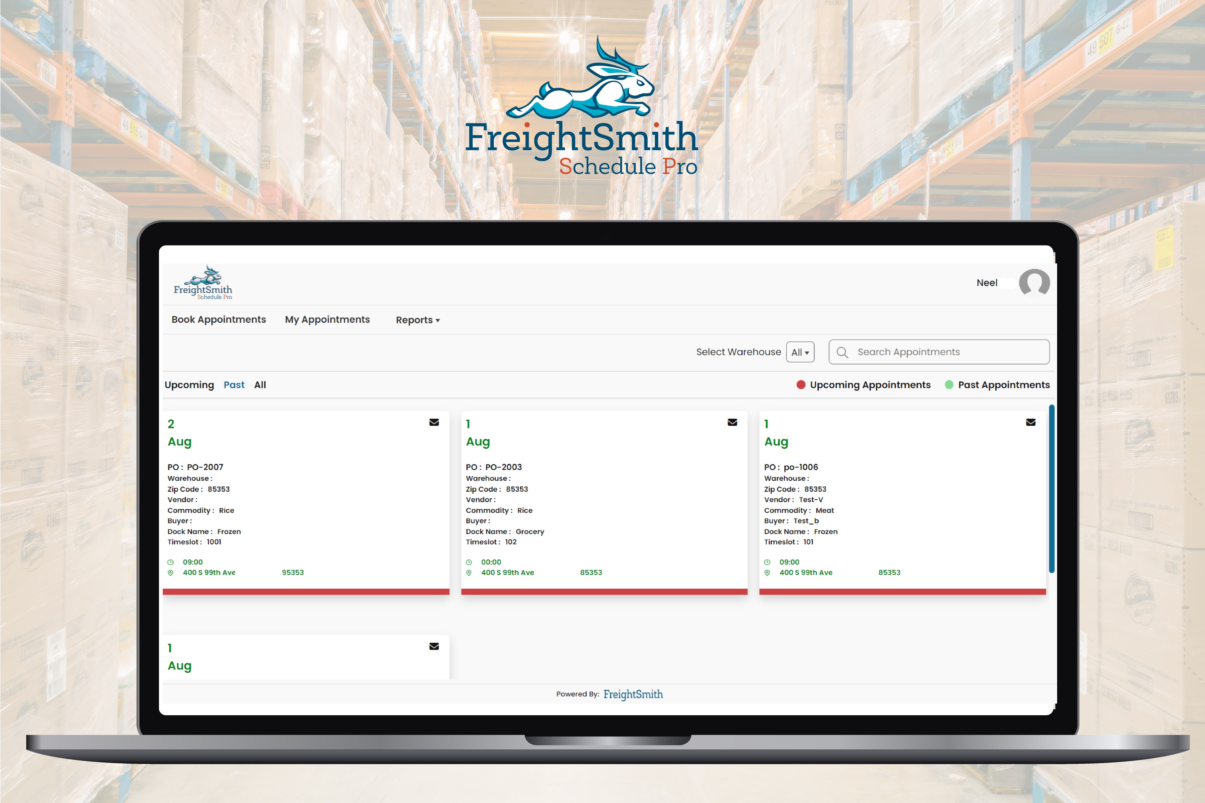 FreightSmith Schedule Pro logo featuring a blue leaping rabbit icon above company name