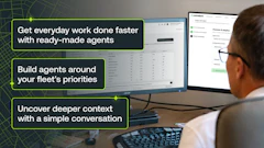 Professional using dual monitors to manage fleet operations with AI-powered agents for business workflow optimization