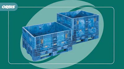 ORBIS blue collapsible plastic storage crates and containers for logistics and warehousing