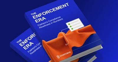 Two blue 'Enforcement Era' books displayed with orange fabric on blue background